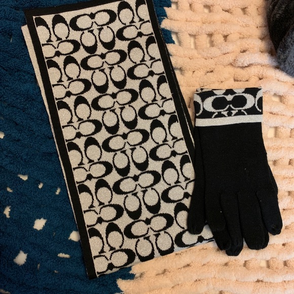 NWOT Coach Scarf & Gloves Set